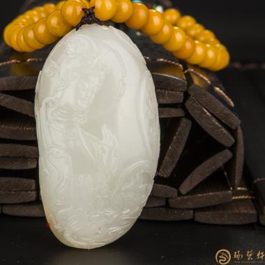 新疆和田玉紅皮白玉籽玉把件 花開(kāi)見(jiàn)佛 86克