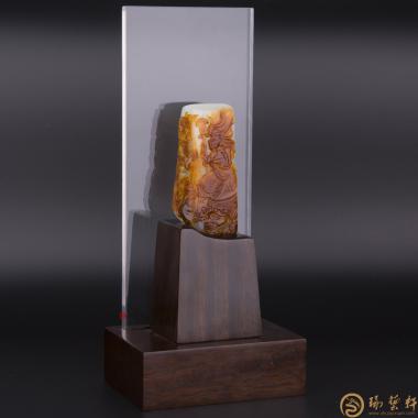 穆宇靜 新疆和田紅沁皮一級(jí)白玉籽玉手把件 哼哈二將