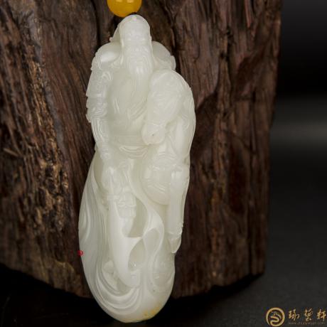 【琢藝軒】新疆和田黃皮一級白玉籽玉把件 關(guān)公 194.6克