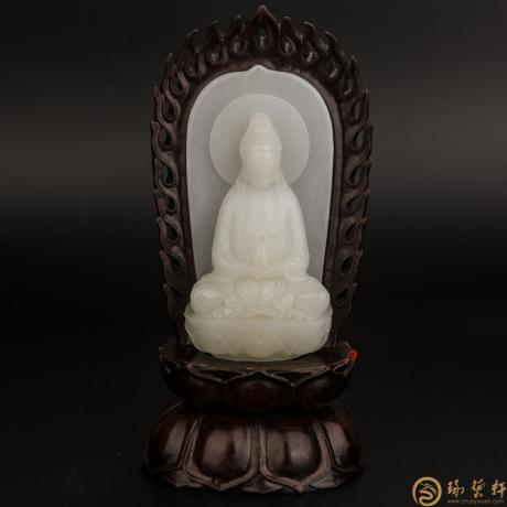 【琢藝軒】新疆和田玉羊脂白玉籽玉擺件 觀音菩薩  186克