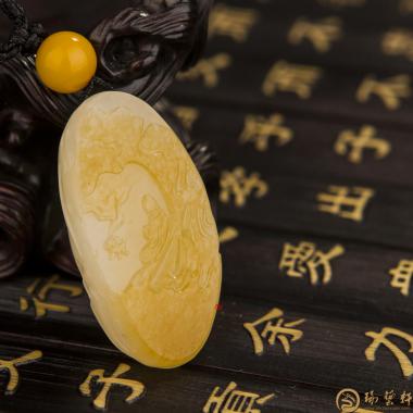 新疆黃皮白玉籽玉掛件 悟 15克