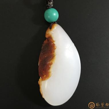 新疆和田棗紅皮羊脂白玉籽玉掛件 雙喜臨門 9.2克