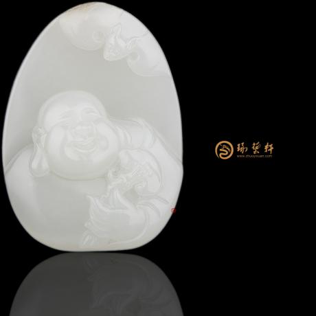 【琢藝軒】新疆和田白皮白玉籽玉掛件 彌勒佛 26.6克