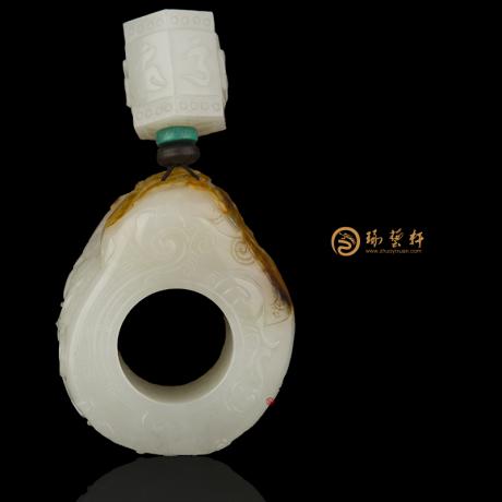 【琢藝軒】穆宇靜 新疆和田紅皮白玉籽玉扳指 黃財(cái)神 87.6克