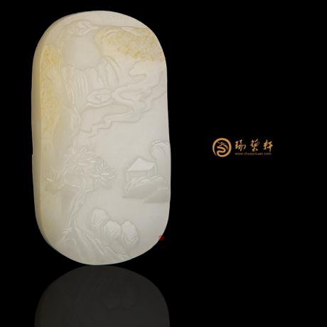 【琢藝軒】新疆和田黃皮白玉籽玉牌子 春色 42.8克