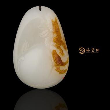 新疆和田紅皮一級(jí)白玉籽玉掛件 福壽如意 20.8克