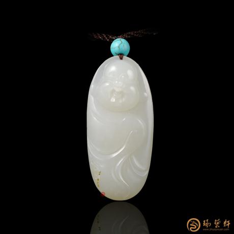 【琢藝軒】新疆和田白皮白玉籽玉掛件 佛 18.4克