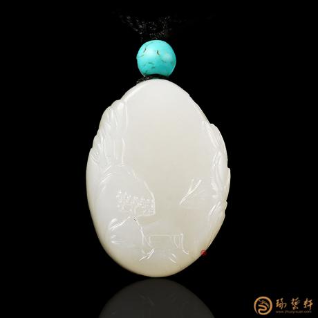 【琢藝軒】新疆和田黃皮白玉籽玉掛件 怡然 14.4克