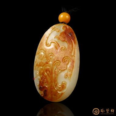 新疆和田紅皮白玉籽玉掛件 丹鳳 41.5克