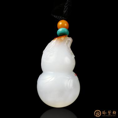 新疆和田紅皮羊脂白籽玉掛件 福祿壽 33.6克