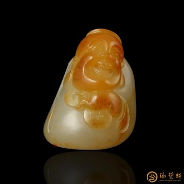 新疆和田黃沁白玉籽玉掛件 財福雙至 12.3克
