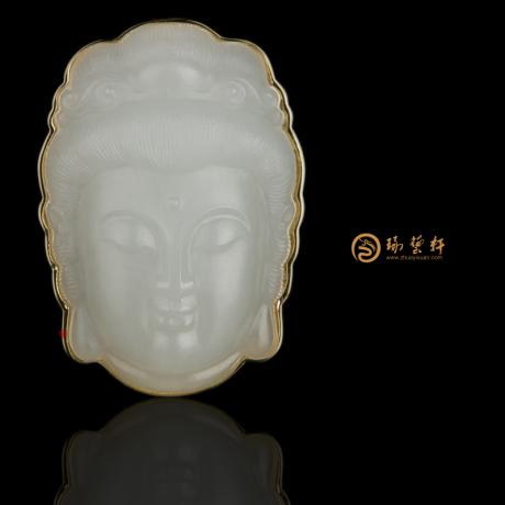 【琢藝軒】新疆和田籽玉18K金鑲玉掛件 觀音 6.3克
