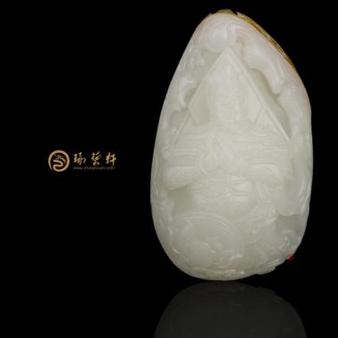 穆宇靜 新疆和田紅皮羊脂白玉把件 韋陀菩薩 109.5克
