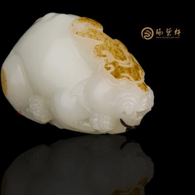 新疆和田紅皮羊脂白籽玉把件 鴻運(yùn)當(dāng)頭 87.8克