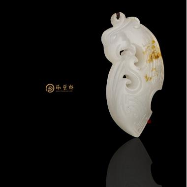 新疆和田黃皮羊脂白籽玉掛件 鳳 3克