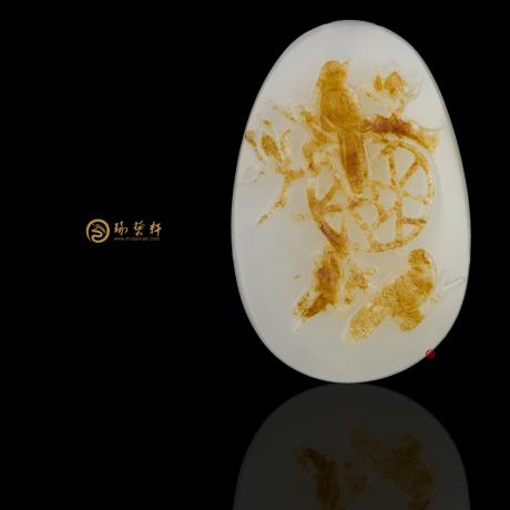 【琢藝軒】新疆和田紅皮一級(jí)白玉籽玉掛件 抬頭見喜 25克