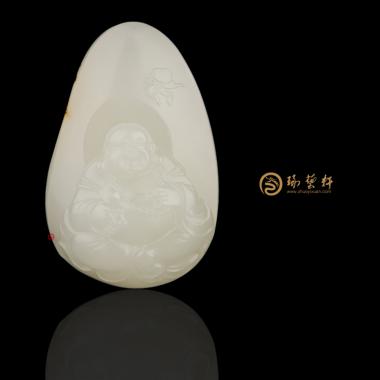 新疆和田灑金皮一級(jí)白玉籽玉掛件 彌勒佛 44.3克