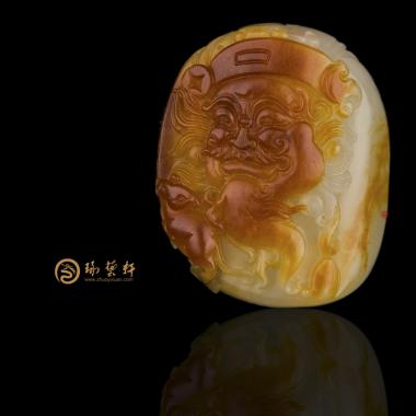 新疆和田玉紅沁白玉籽掛件 財神 23克(客戶代賣)