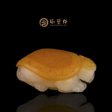 新疆和田紅沁白玉籽玉掛件 龍龜 36.6克
