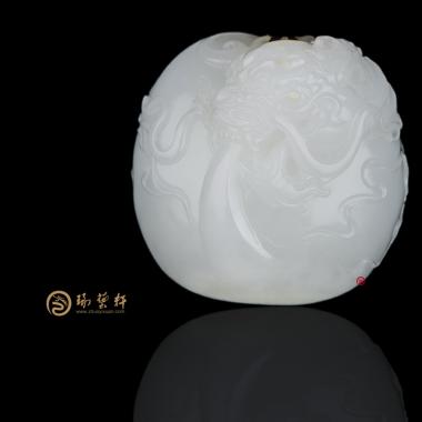 新疆和田白皮羊脂白籽玉掛件 潛龍出淵 45.6克