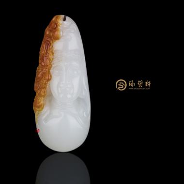 穆宇靜 新疆和田紅沁羊脂白籽玉掛件 轉念之間 8.3克