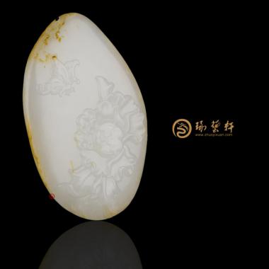 新疆和田灑金皮一級(jí)白玉籽玉掛件 花開富貴 28克（獨(dú)籽） 