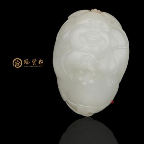 【琢藝軒】新疆和田黃皮一級白玉籽玉掛件 彌勒佛 26.3克