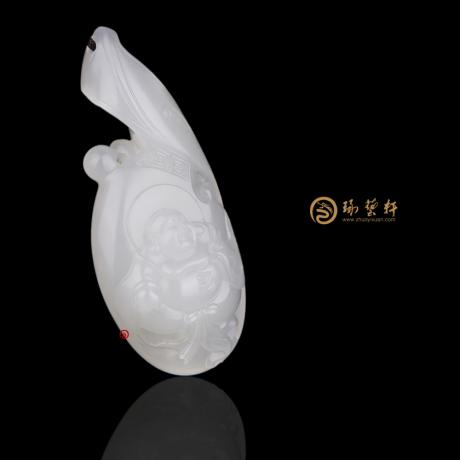 【琢藝軒】新疆和田白皮羊脂白籽玉掛件 彌勒佛 14.5克
