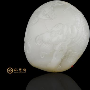 新疆和田玉黃皮白玉籽玉把件 花好月圓 163克