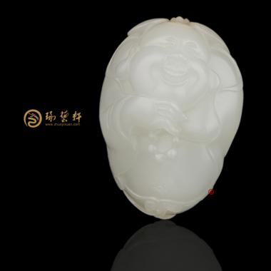 新疆和田黃皮一級(jí)白玉籽玉掛件 彌勒佛 26.3克