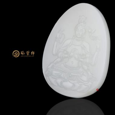 新疆和田玉白皮一級(jí)白玉籽玉玉牌 千手觀音 42克