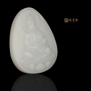 穆宇靜 新疆和田白皮一級(jí)白玉籽玉牌子 觀音 37克