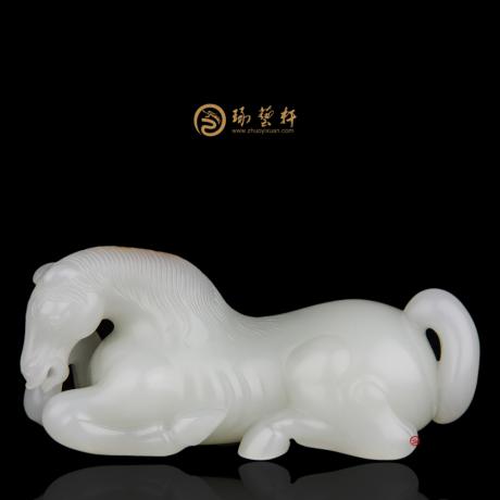 【琢藝軒】新疆和田紅皮白玉籽玉把件 馬到功成 125克 