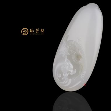 新疆和田灑金皮羊脂白籽玉掛件 祥龍納福 32克