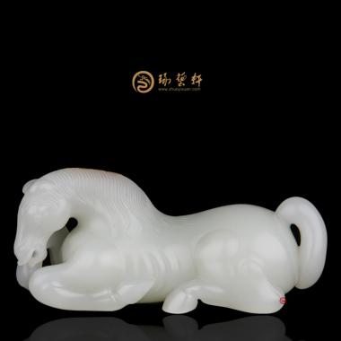 新疆和田紅皮白玉籽玉把件 馬到功成 125克 