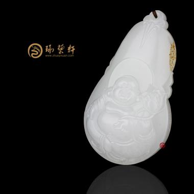 新疆和田紅皮一級(jí)白籽玉掛件 彌勒佛 34克