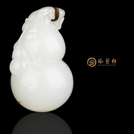 【琢藝軒】新疆和田灑金皮一級白籽玉把件 福祿壽 61克