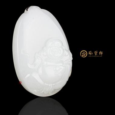 新疆和田黃皮羊脂白籽玉掛件 彌勒佛 41克