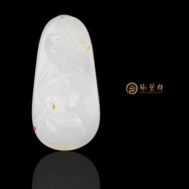 新疆和田灑金皮羊脂白籽玉掛件 小池 20.8克