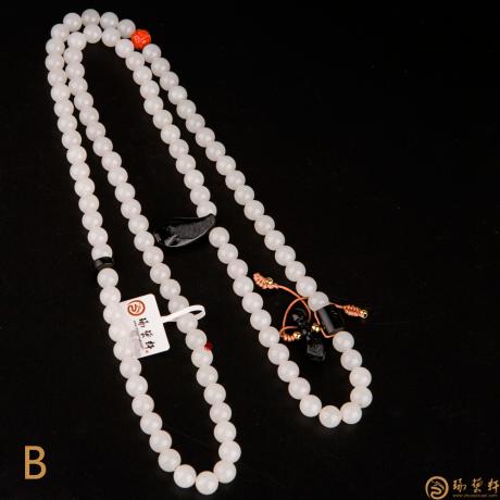 【琢藝軒】新疆和田羊脂白手鏈 108顆手串 96克