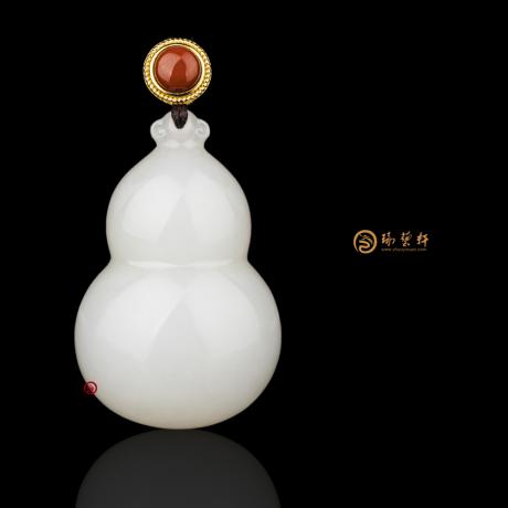 【琢藝軒】新疆和田紅皮一級白籽玉掛件 福祿 18.5克