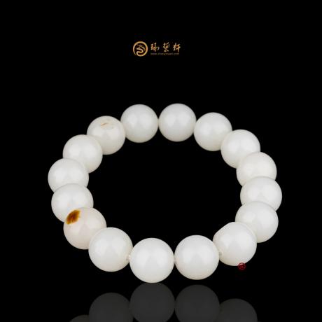 【琢藝軒】新疆和田紅皮羊脂白籽玉 手鏈 54.4克