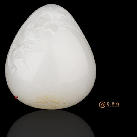 【琢藝軒】新疆和田灑金皮白玉籽玉掛件 喜上眉梢 37.9克