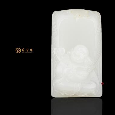 新疆和田白皮一級(jí)白籽玉掛件 佛引福來(lái) 27克
