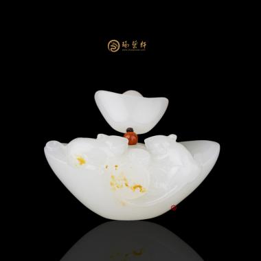 新疆和田黃皮一級(jí)白籽玉把件 老數(shù)錢(qián) 43.2克