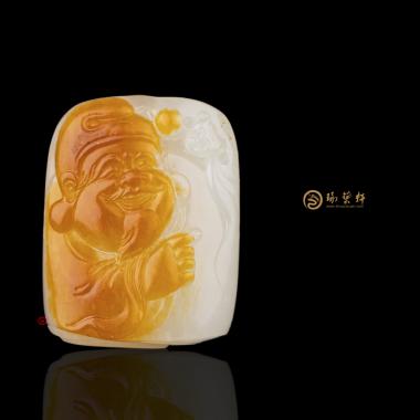 新疆和田紅皮白玉籽玉掛件 財福雙至 23.8克