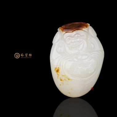 新疆和田紅沁白玉籽玉掛件 鴻運(yùn)當(dāng)頭 17克