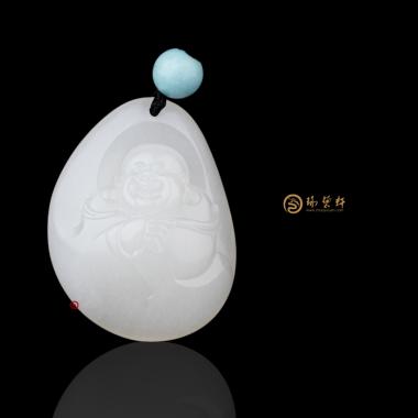 新疆和田羊脂白籽玉掛件 彌勒佛 11.5克
