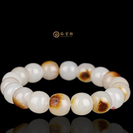 【琢藝軒】新疆和田紅皮白玉籽玉 手串 50克