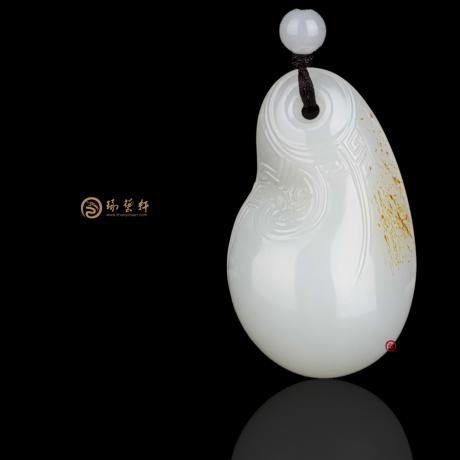 【琢藝軒】新疆和田黃皮白玉籽玉掛件 古韻 18克